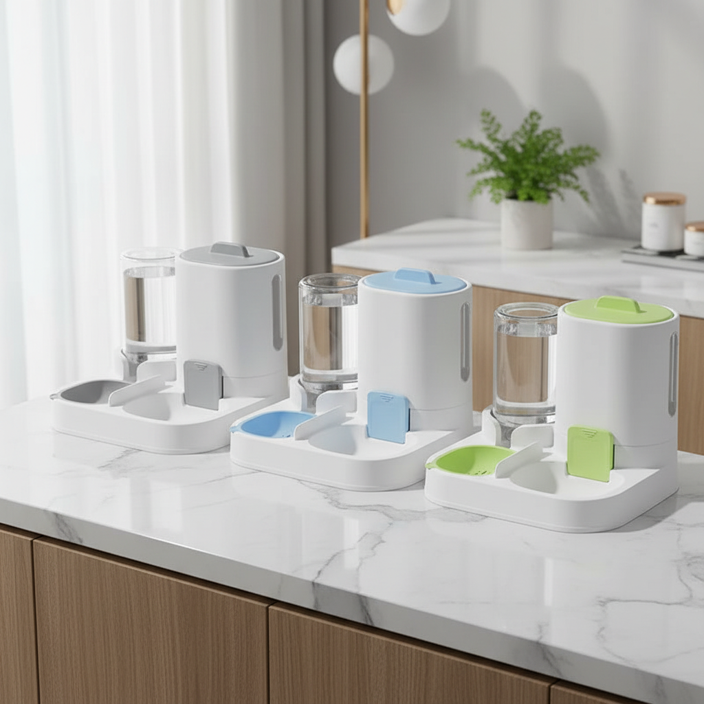 Trzy miski dla psa z ładnym tłem